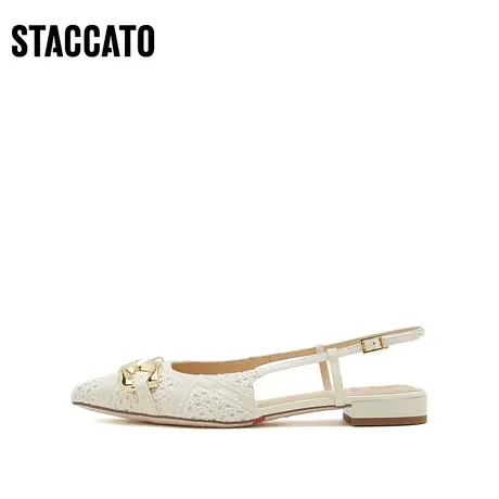 思加图新款音符鞋小香风平底时尚凉鞋包头凉鞋女鞋子9A902AH3商品大图