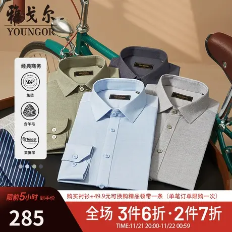 【棉羊毛DP免烫】D系雅戈尔衬衫冬季高端商务休闲保暖长袖衬衫商品大图