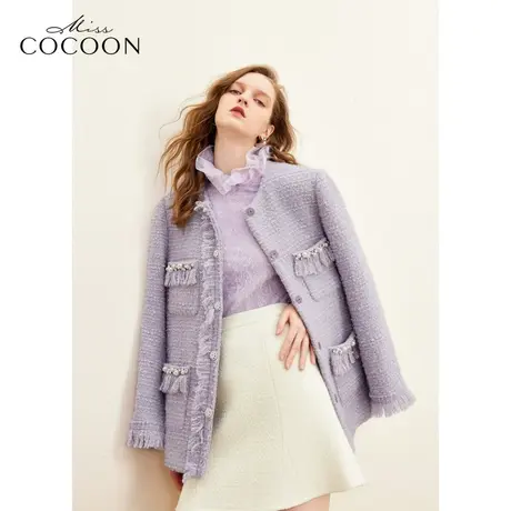 MISSCOCOON千金玛德琳羊毛短外套2023秋季新款长袖百搭上衣冬装商品大图