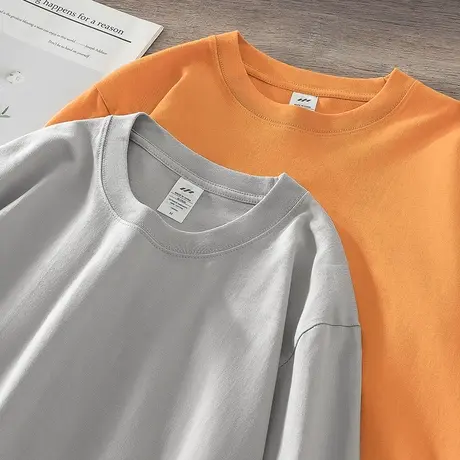 重磅纯棉长袖t恤男女内搭打底衫2023秋冬新款圆领上衣服全棉体恤图片