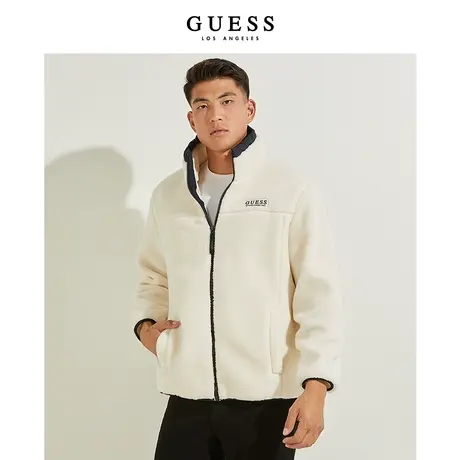 GUESS 男士个性经典立领百搭仿羊羔绒外套-ML4K7481图片