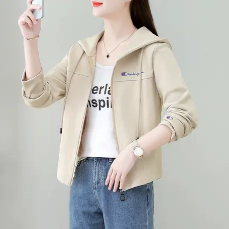 短款修身卫衣外套女2023年秋冬新款时尚休闲显瘦百搭上衣连帽小衫商品大图