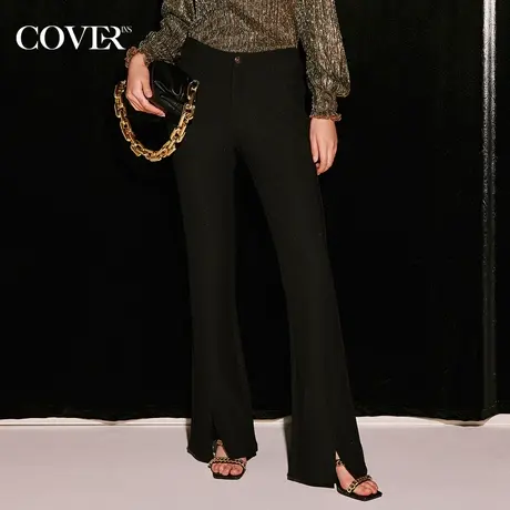 COVER秋季弹力针织鱼尾裤开叉喇叭裤商品大图
