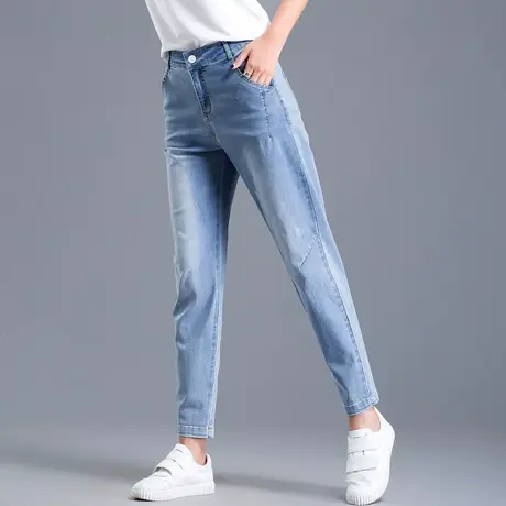 休闲牛仔裤女2024年新款夏季薄款女裤大码萝卜裤夏裤子九分哈伦裤图片