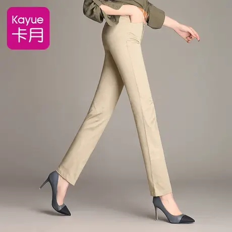 黑色小直筒裤女春秋季2023新款显瘦纯棉全棉女裤休闲中老年长裤子商品大图