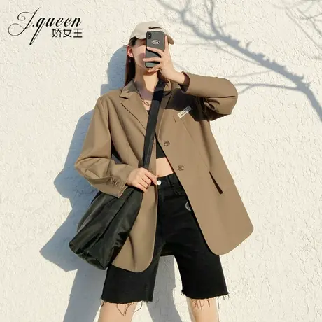 西装外套女秋季复古英伦风小众时尚宽松休闲廓形显瘦宽肩小西服潮图片