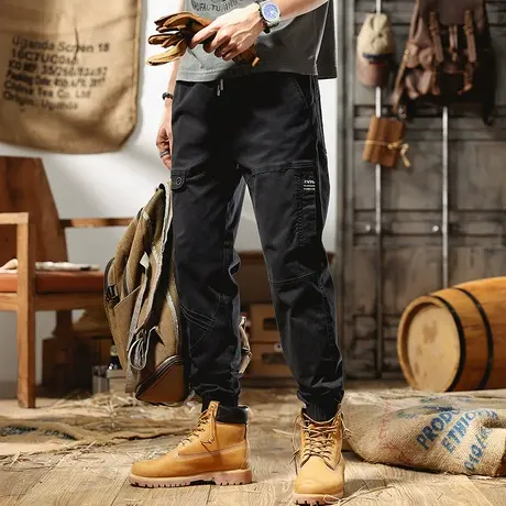 美式复古工装裤子男夏季宽松直筒男士休闲裤余文乐阔腿束脚锥形裤商品大图