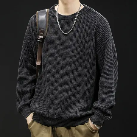 毛衣男冬季2023新款慵懒针织潮牌美式复古宽松大码男士外套秋冬款图片