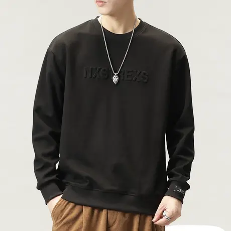 男款春装春秋款纯色重磅情侣长袖卫衣春季潮牌高端圆领上衣服春天商品大图