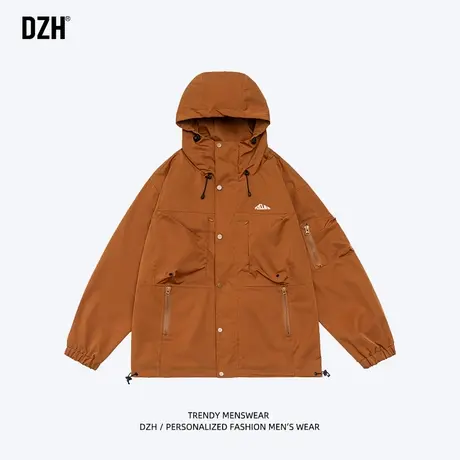 男士冲锋衣外套男连帽春秋款潮牌工装夹克2023新款机能风衣服男装商品大图