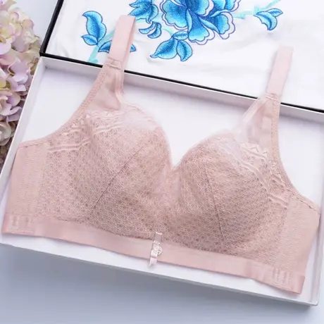 大胸显小文胸聚拢无钢圈超薄款性感无海绵防下垂收副乳内衣女蕾丝商品大图