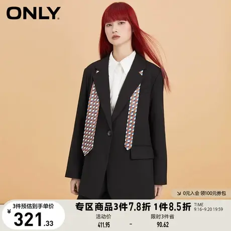 ONLY奥莱夏季休闲简约百搭宽松直筒西装外套女商品大图