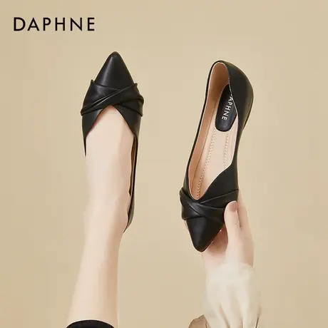 达芙妮法式瓢鞋女款夏款新款夏季平底单鞋2022年春秋软底黑色船鞋图片