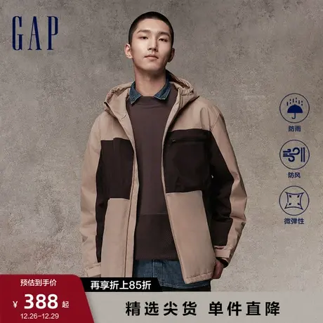 Gap男装秋冬季新款LOGO防风雨宽松户外连帽夹克休闲外套769918图片
