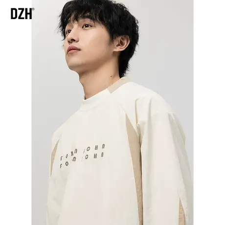 青少年日系拼色卫衣男春季圆领2024年新款学生印花上衣长袖套头衫商品大图