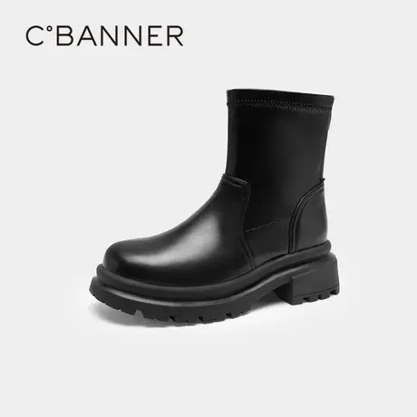 【直播间秒杀】千百度女靴时装靴中筒瘦瘦靴显瘦短靴子商品大图