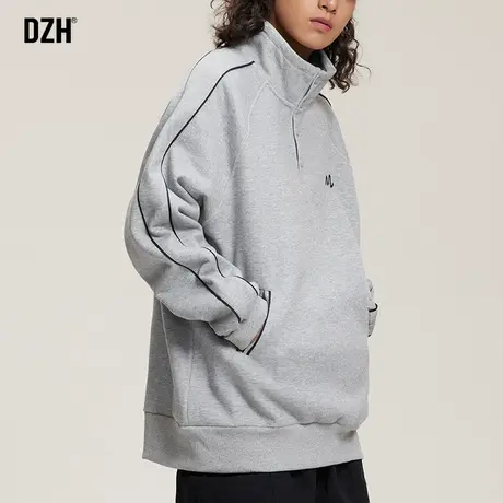 男生灰色卫衣男立领长袖男款打底衫2024年春季新款美式外套上衣服商品大图