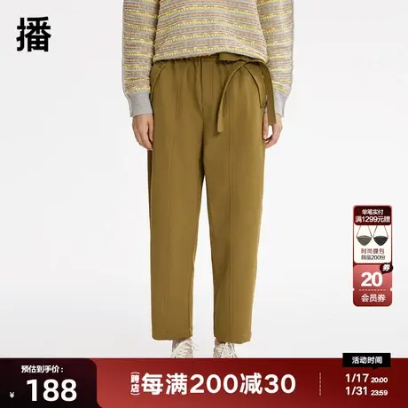 播冬季新款休闲宽松直筒显瘦腰带高腰休闲裤女DDP4KD4896图片