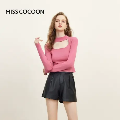 missCOCOON慵懒时髦漏肤设计2023冬装新款女气质显瘦毛针织衫图片