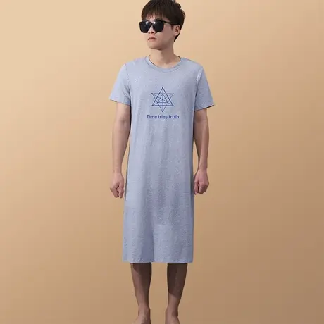 为男人设计的睡裙男长款男士短袖棉质夏宽松商品大图