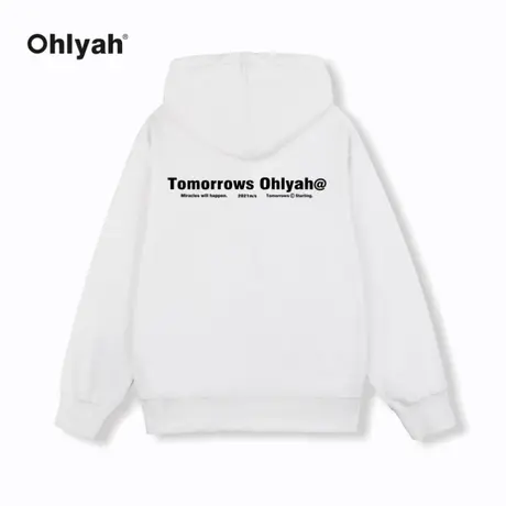 Ohlyah字母短语基础帽衫连帽开衫卫衣男春秋季美式宽松青少年外套商品大图