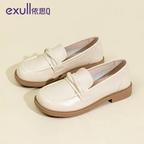 依思q复古乐福鞋女2024新款春季配裙子气质一脚蹬小皮鞋粗跟单鞋商品大图