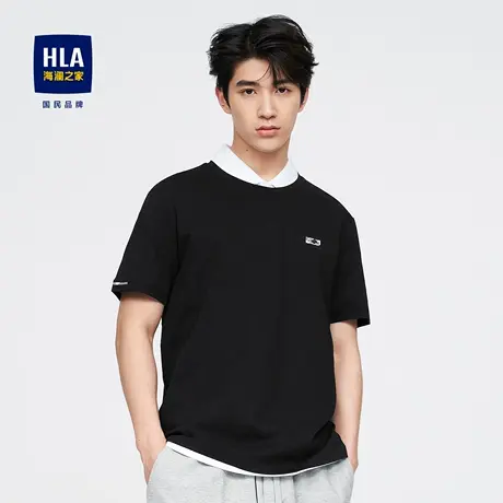 HLA/海澜之家休闲短袖T恤2023春夏新款圆领舒弹棉休闲短袖上衣男图片