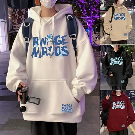 美式连帽套头oversize卫衣男潮牌2023新款秋冬季男装重磅宽松外套商品大图