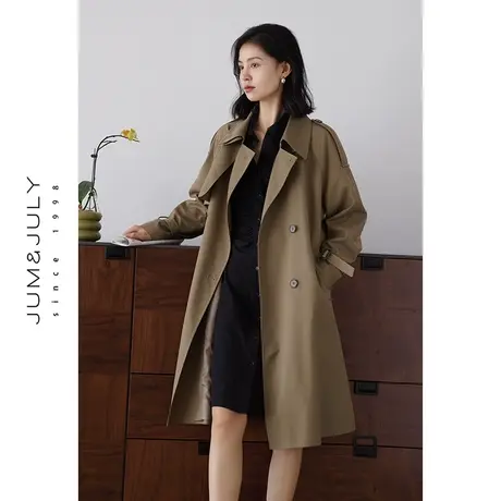 嘉茱莉2023年新款风衣外套女春秋中长款韩系风格穿搭今年流行上衣商品大图