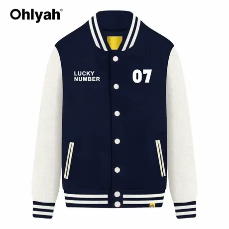 Ohlyah棒球服女宽松卫衣运动服数字英文大码休闲宽松外套班服定制商品大图
