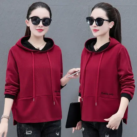 恋上17号女士连帽卫衣春秋2023新款春装妈妈洋气减龄时尚长袖上衣图片