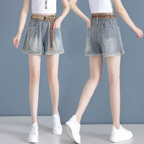 复古休闲阔腿牛仔裤女2023年夏季新款铆钉设计感小众直筒短裤薄款商品大图