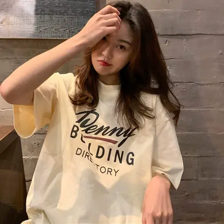网红纯棉短袖t恤女2020年新款韩版宽松原宿风半袖ins超火上衣服潮商品大图
