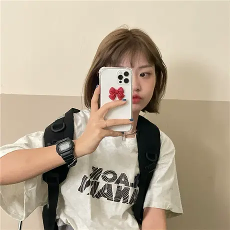 红续~盐系少女2023新款韩版夏装宽松ins慵懒风ulzzang纯棉短袖T恤图片