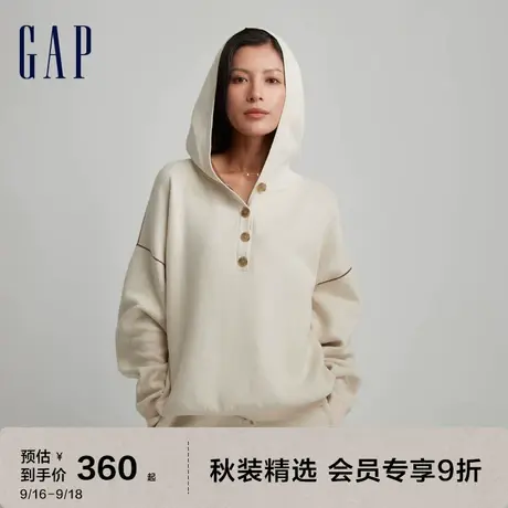 【双11预售】Gap女装秋冬半开襟双面针织连帽衫883750慵懒风毛衣图片