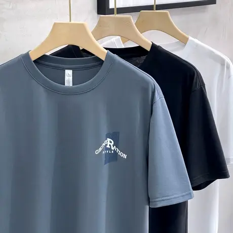 2023夏季新款短袖T恤男士印花美式潮流宽松时尚半袖ins打底衫上衣商品大图