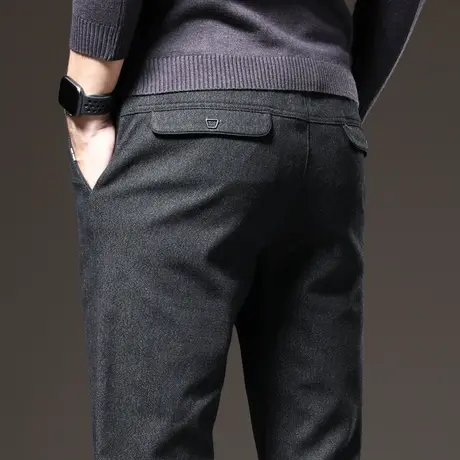 冬季男裤秋冬裤子加厚休闲长裤男士直筒宽松中年爸爸磨毛呢裤冬装商品大图