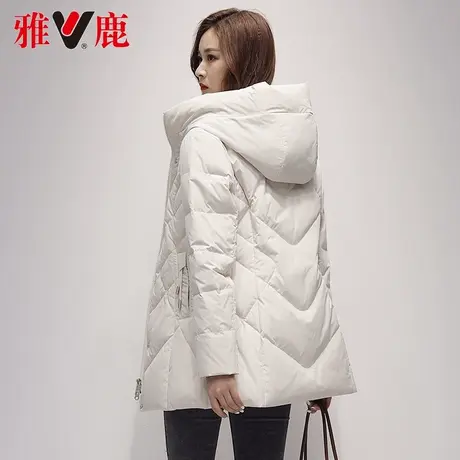 yaloo/雅鹿羽绒服女小个子2022年冬季新时尚连帽收腰显瘦立领外套商品大图