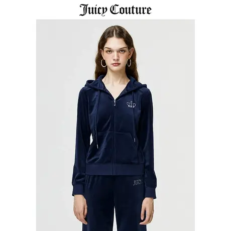 Juicy Couture橘滋外套女美式秋冬新款天鹅绒丝绒外套连帽夹克女图片
