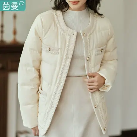 茵曼官方旗舰店小香风短款轻薄羽绒服女式2023年冬季新款鸭绒外套图片