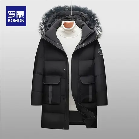 罗蒙男士羽绒服冬季2023新款加厚保暖连帽羽绒衣休闲中长款外套男图片