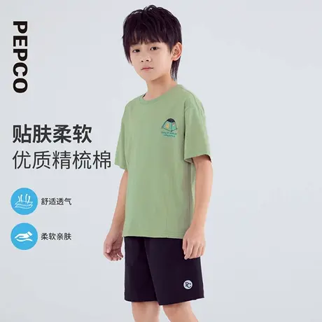 小猪班纳童装2025夏装新款儿童短袖T恤中大童男童圆领上衣女童潮商品大图