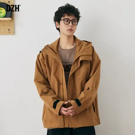 男士户外冲锋衣男外套潮牌男装春秋款连帽工装夹克运动休闲上衣服商品大图