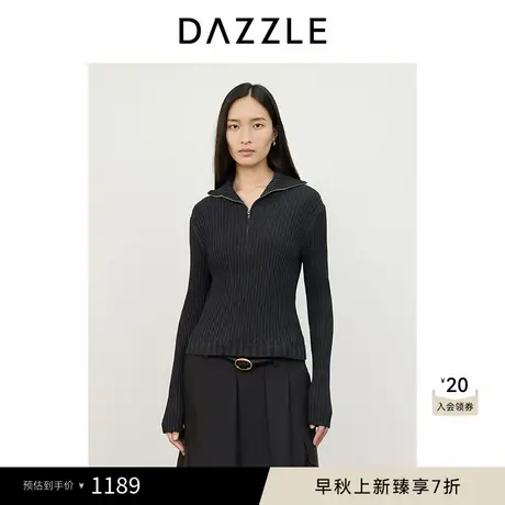 DAZZLE地素 毛针织衫2024冬季新款女装高领套头长袖四季针织商品大图