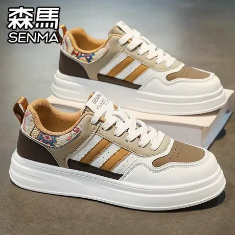 森马男鞋夏季运动休闲帆布板鞋设计感小众青少年真皮百搭小白潮鞋商品大图