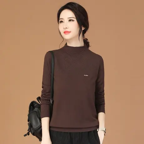 韩潮袭人半高领镂空打底针织衫女2023秋冬新款百搭套头长袖毛衣商品大图