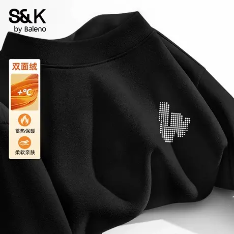 班尼路S&K系列加绒打底衫男秋冬保暖加厚内搭秋衣半高领长袖男T恤商品大图