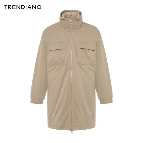 TRENDIANO官方大口袋立领廓形羽绒服中长款男潮2023新款冬季图片