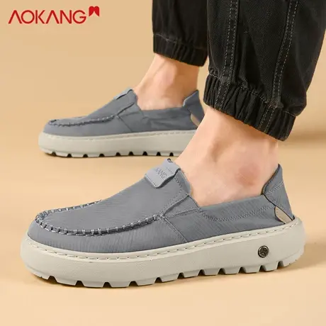 奥康春季2026复古男士布鞋潮流懒人一脚蹬时尚休闲鞋软底舒适板鞋商品大图