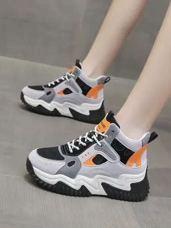 内增高老爹鞋女2023年秋冬季新款加绒加厚棉鞋厚底休闲高帮运动鞋商品大图